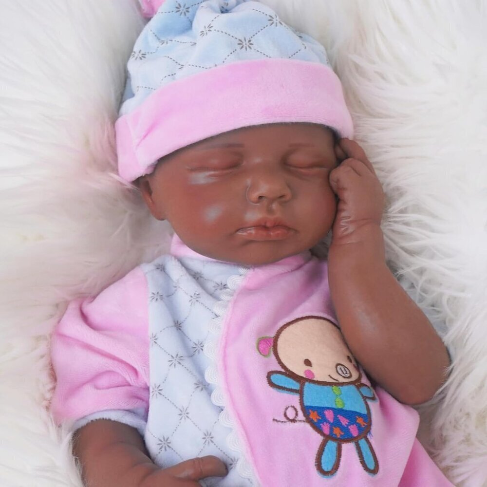 18.9Inch Full Silicone Reborn Baby Doll dark Brown Angelic Face Toddler Boy Doll